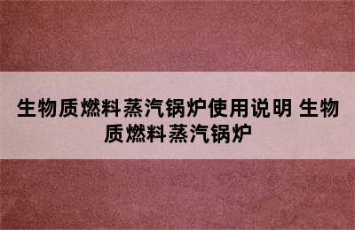 生物质燃料蒸汽锅炉使用说明 生物质燃料蒸汽锅炉